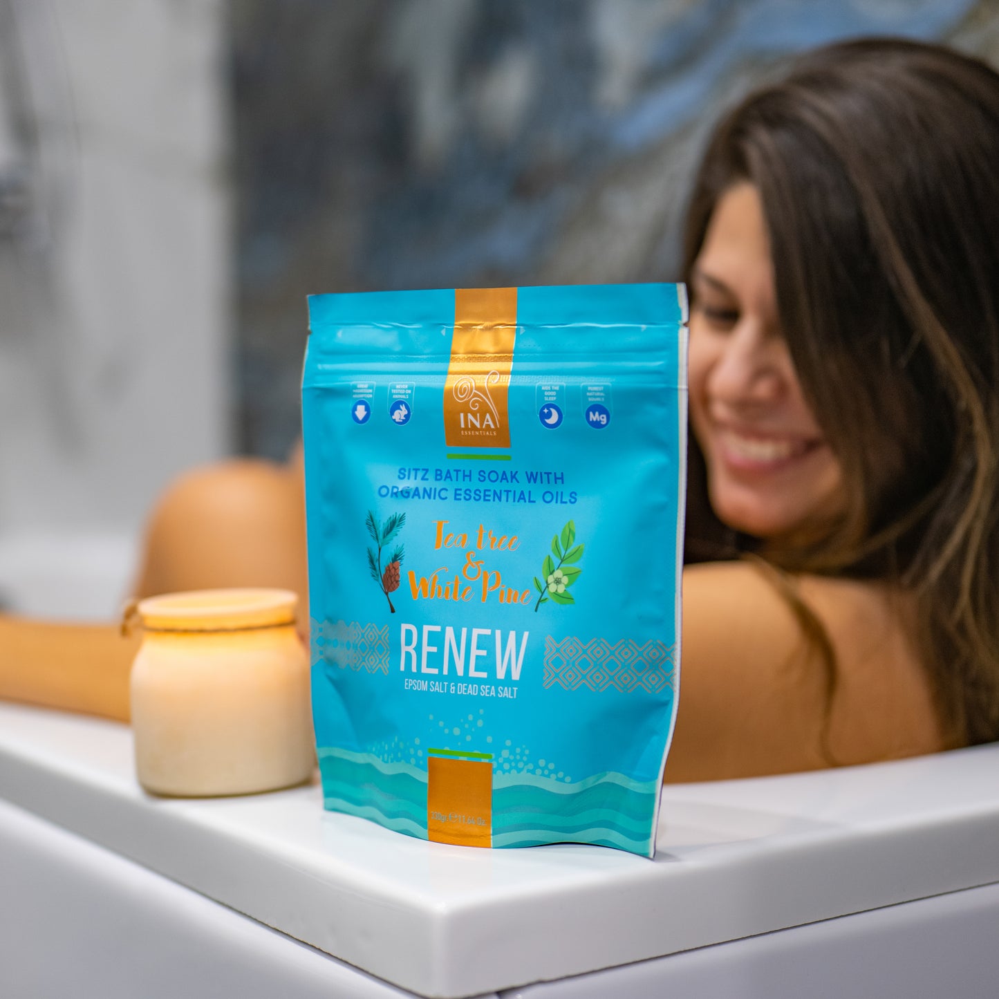 Renew - Sais de banho com Árvore do Chá e Pinho Branco para pernas cansadas e Fungos