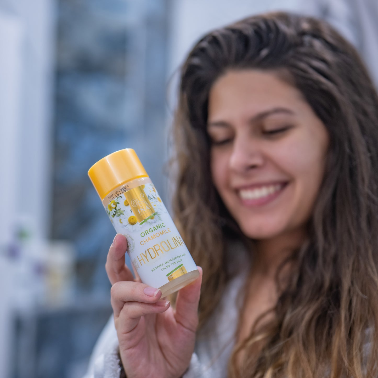 Água de Camomila Orgânica - Hydrolina para Eczema e pele Irritada