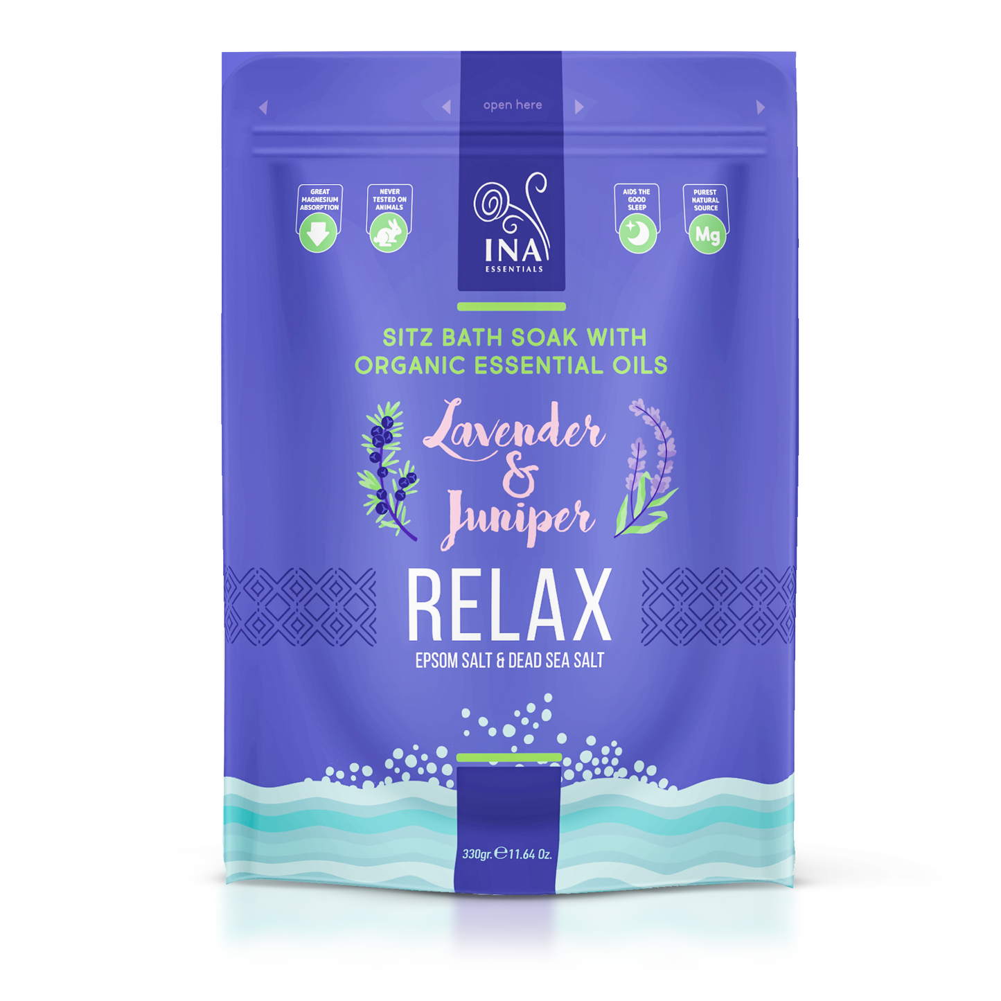 Relax - Sais de banho com Lavanda e Zimbro para Relaxamento e alívio do Stress