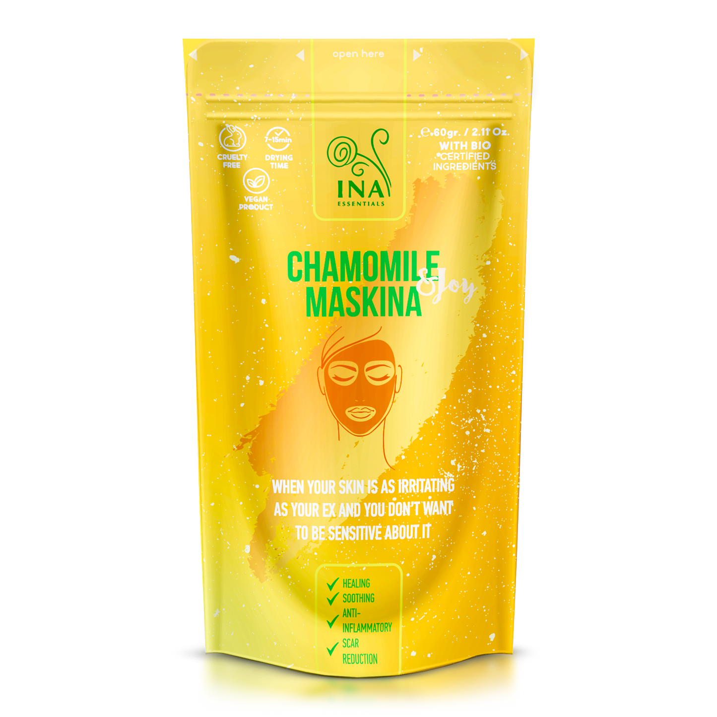 Máscara facial - Maskina de Camomila - cuidado calmante intensivo para pele Sensível