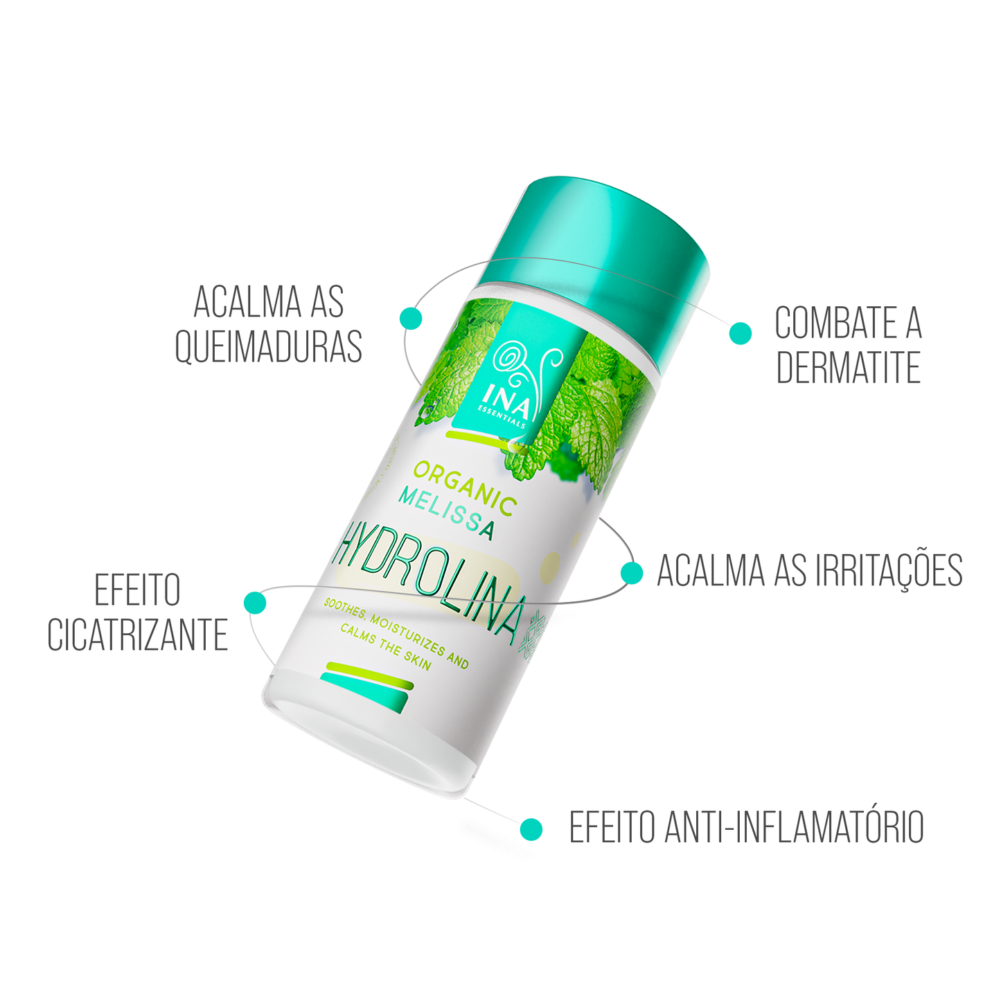 Água de Erva-Cidreira (Melissa) Orgânica - Hydrolina para Dermatites e Irritações da pele