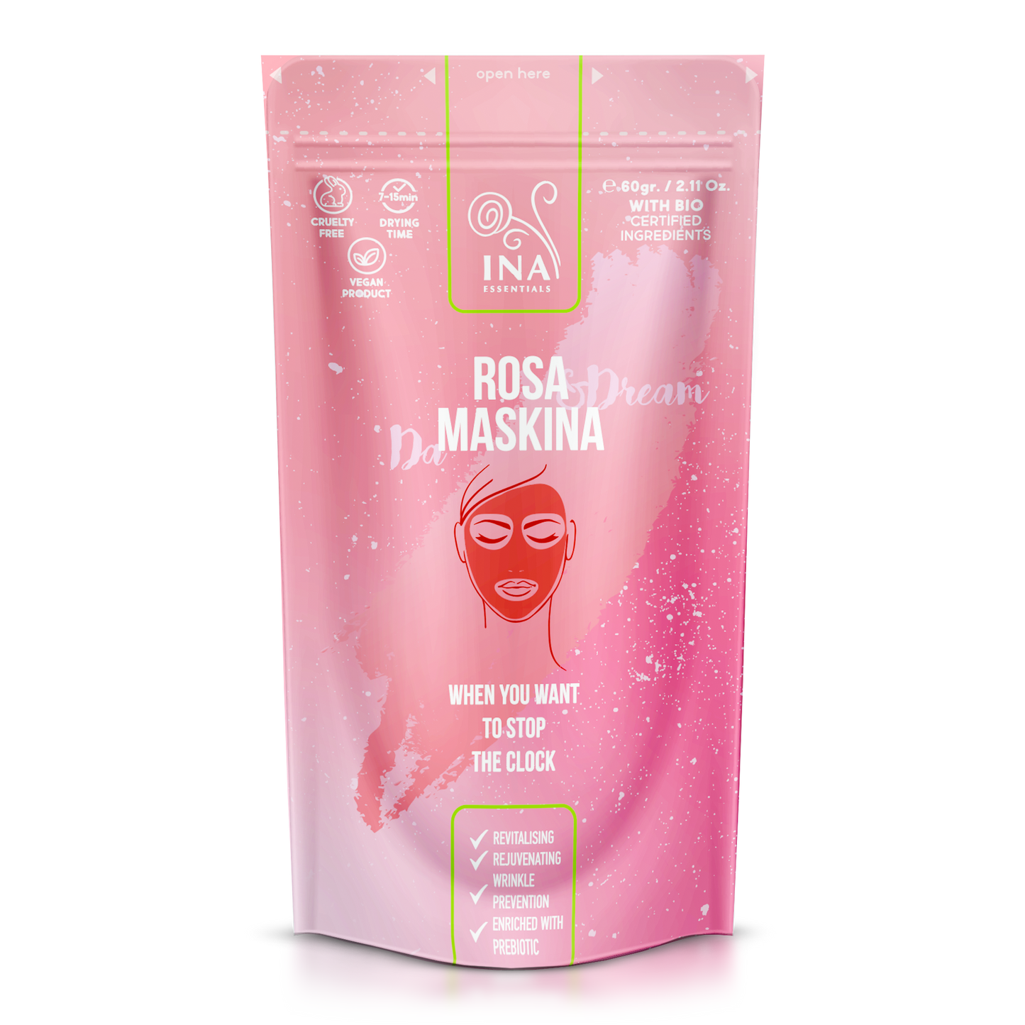 Máscara facial - Maskina de Rosas - cuidado intensivo para pele Madura e Seca