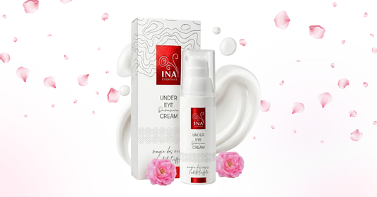 Creme de contorno de olhos antirrugas Rose Eye Lift com a caixa e pétalas de rosa