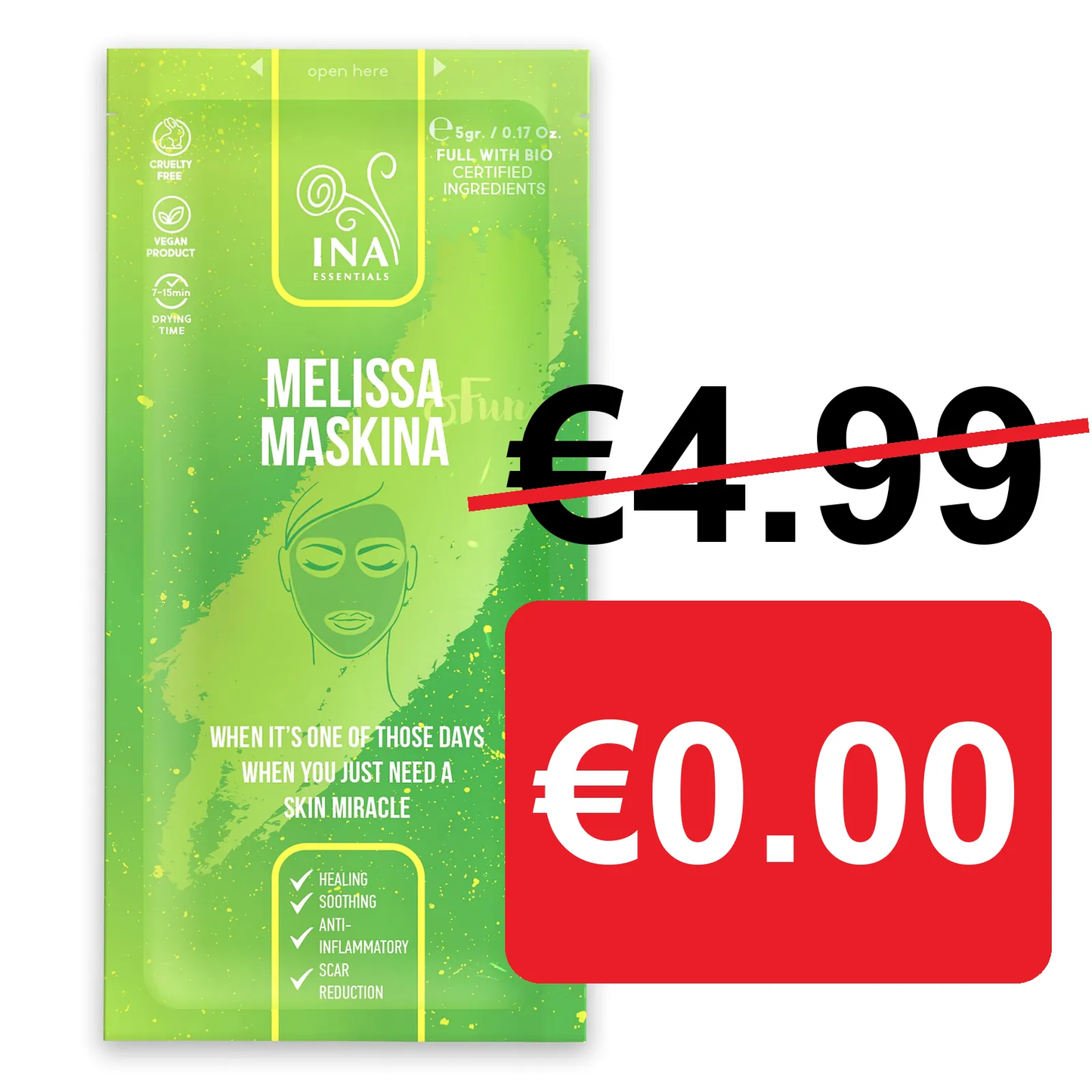 + Oferta Maskina de Erva-Cidreira (Melissa) - máscara facial de cuidado intensivo (amostra)