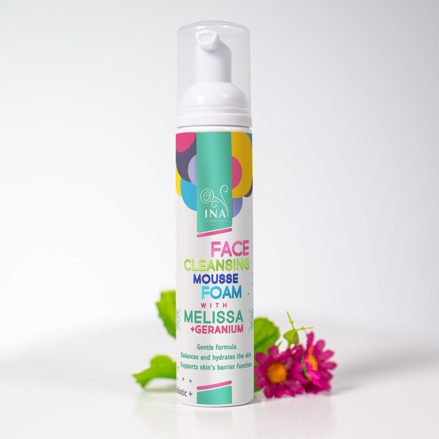 Espuma de Limpeza Natural para o Rosto com Erva-Cidreira e Gerânio - para todos os tipos de pele