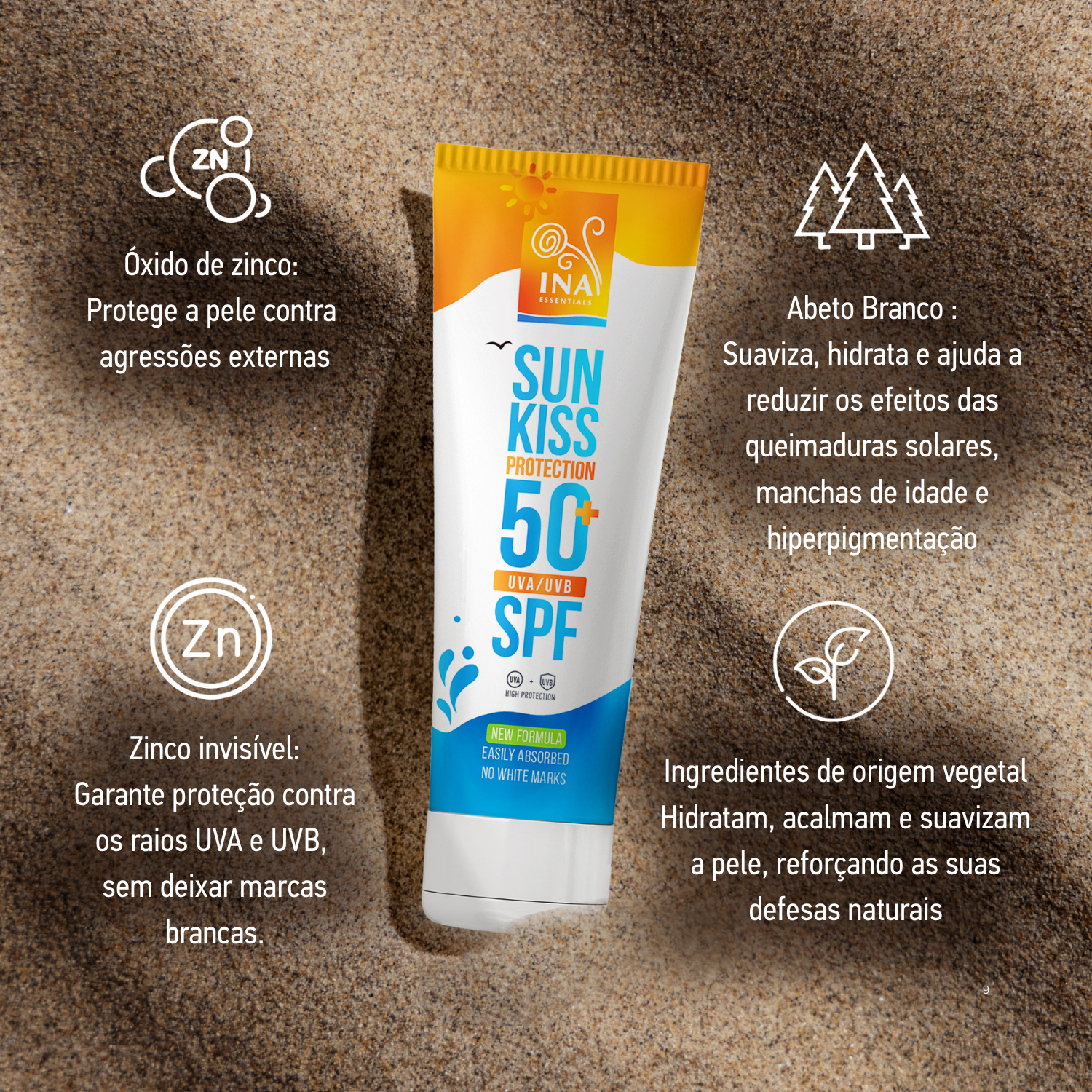 Protetor Solar Natural para Rosto e Corpo SPF 50+ com Abeto Branco Orgânico