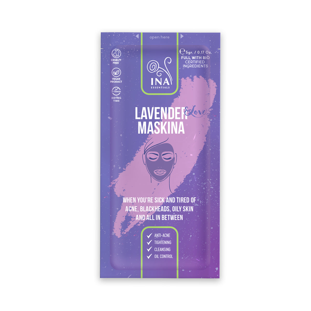 Máscara facial - Maskina de Lavanda (amostra)
