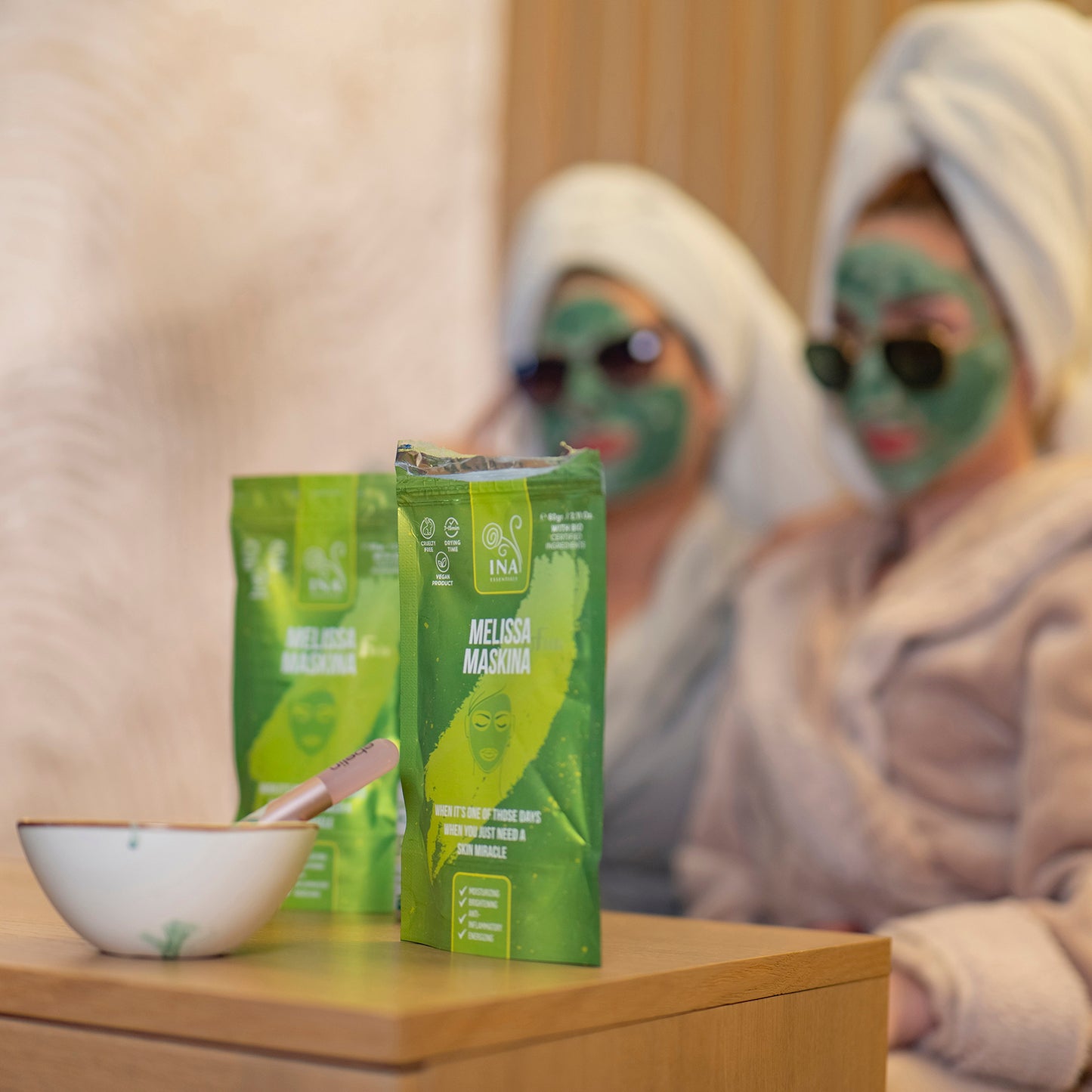 Máscara facial - Maskina de Erva-Cidreira (Melissa) - cuidado intensivo para pele Seca e Cansada