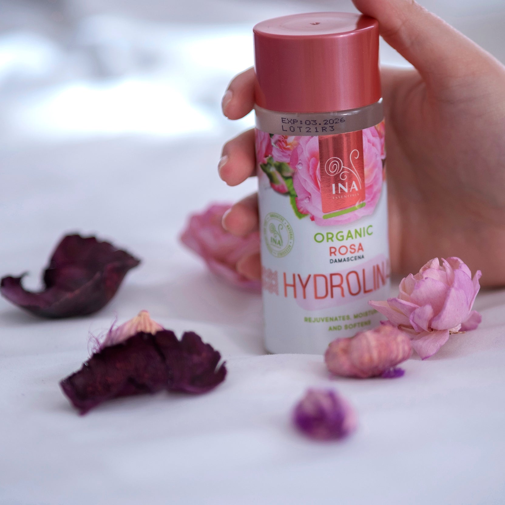 Água de Rosas Orgânica - Hydrolina para pele Seca