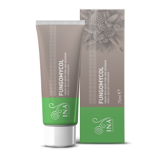 Creme 2 em 1 para Fungos nas unhas, Pele seca e gretada - com Pinho branco, Ureia e Gerânio