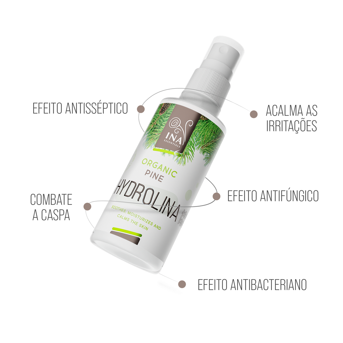 Água de Pinho Branco Orgânica - Hydrolina - Spray para Fungos nas unhas e maus Odores nos pés