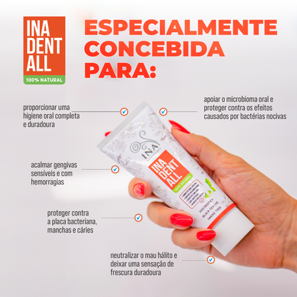 Compre 3 Pastas de dentes Ina Dent-All e obtenha 1 Colutório de Árvore do Fumo Grátis