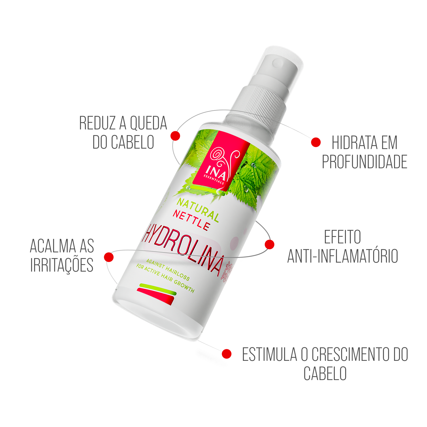 Água de Urtiga Selvagem - Hydrolina - Spray capilar para Queda de cabelo e Cabelo Oleoso